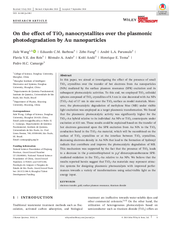 (PDF) On the effect of TiO 2 nanocrystallites over the plasmonic ...