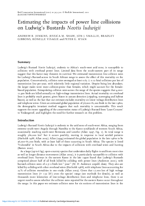 (PDF) Estimating the impacts of power line collisions on Ludwig’s ...