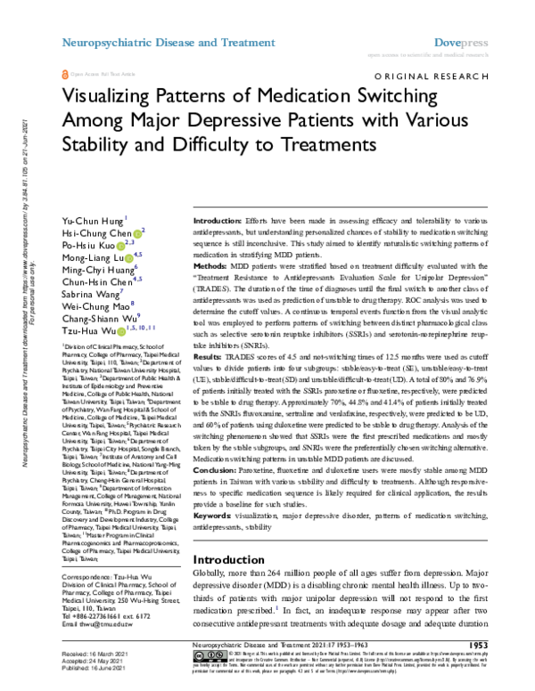(PDF) Visualizing Patterns of Medication Switching Among Major ...