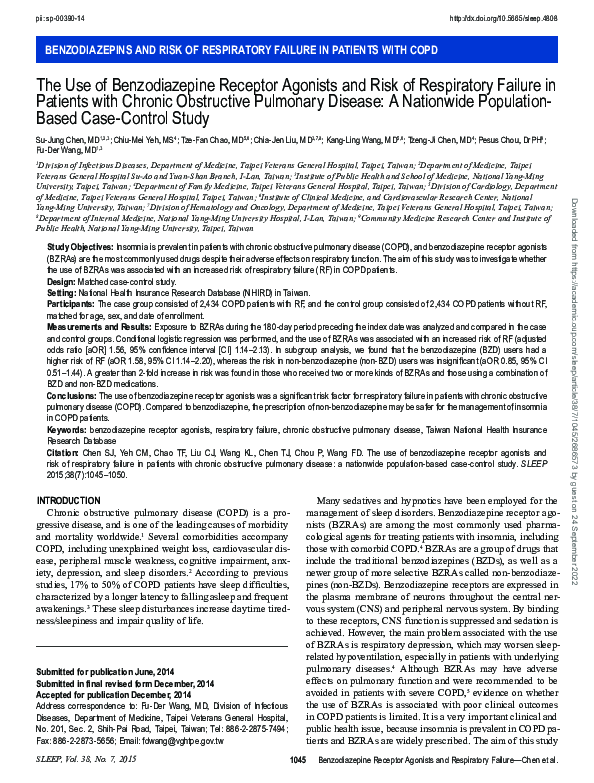 (PDF) The Use of Benzodiazepine Receptor Agonists and Risk of ...
