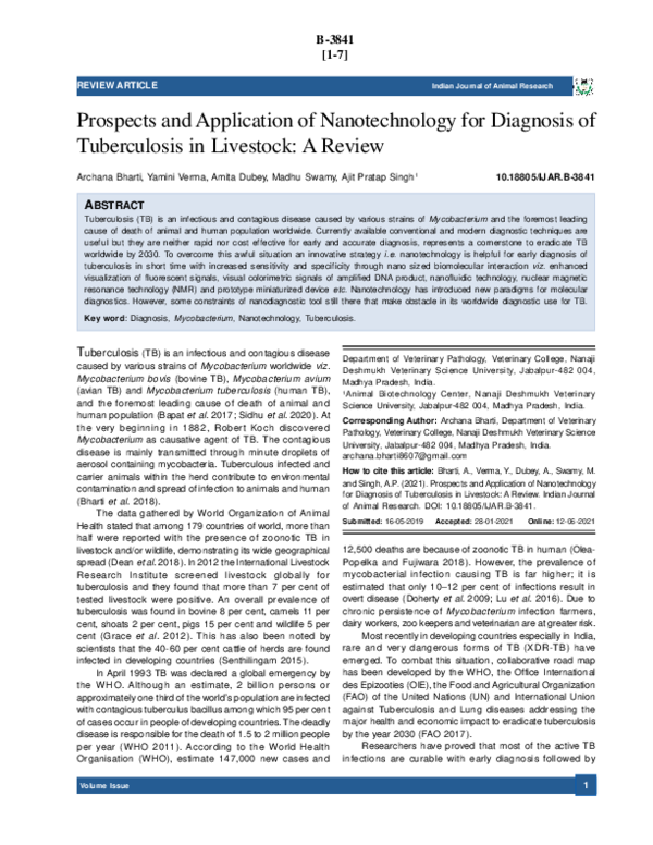 (PDF) Prospects and Application of Nanotechnology for Diagnosis of ...