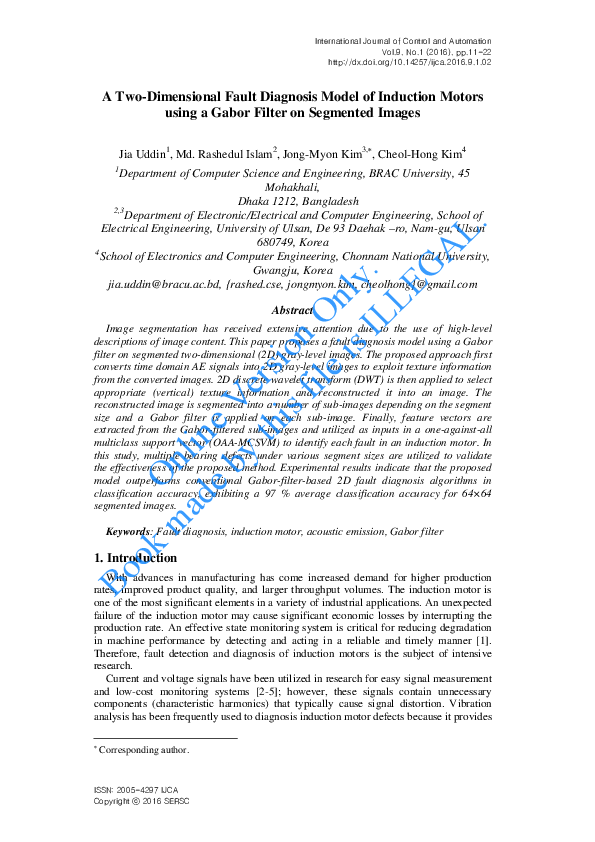 (PDF) A Two-Dimensional Fault Diagnosis Model of Induction Motors using ...