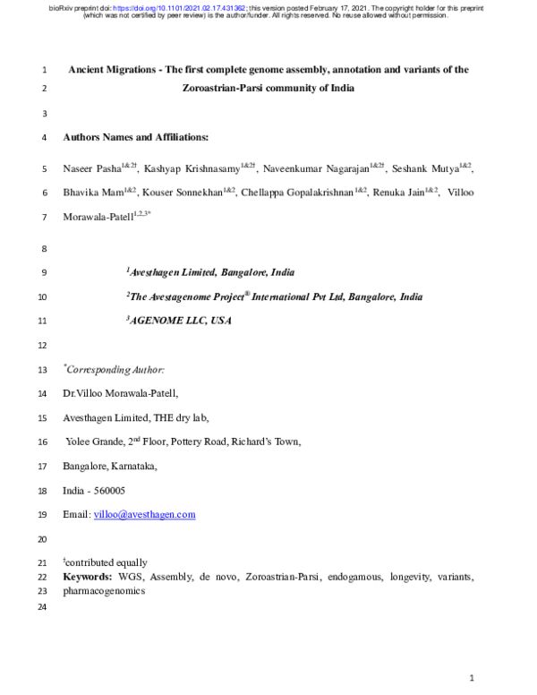 (PDF) Ancient Migrations The first complete genome assembly