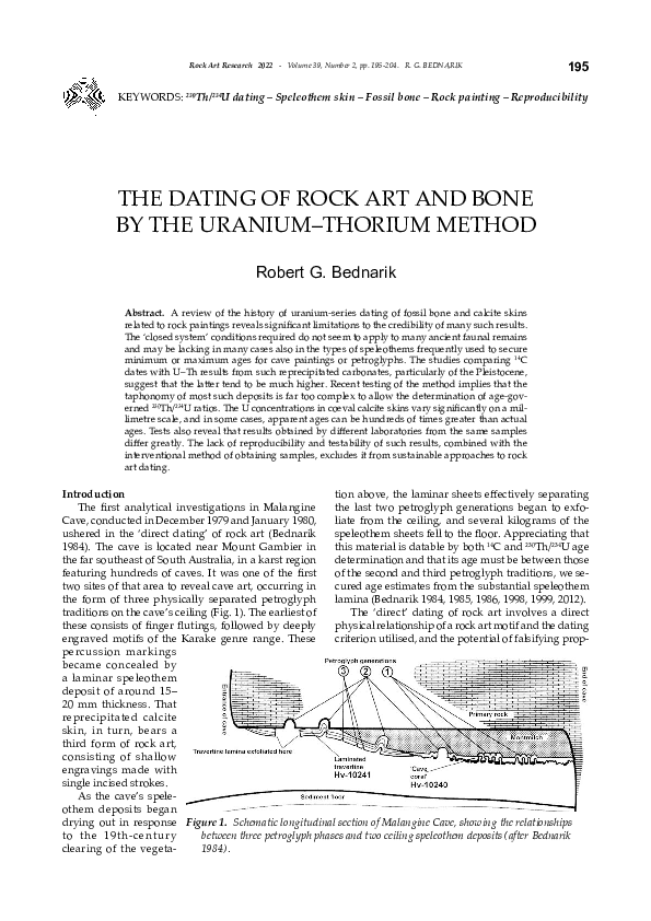 (PDF) THE DATING OF ROCK ART AND BONE BY THE URANIUM-THORIUM METHOD