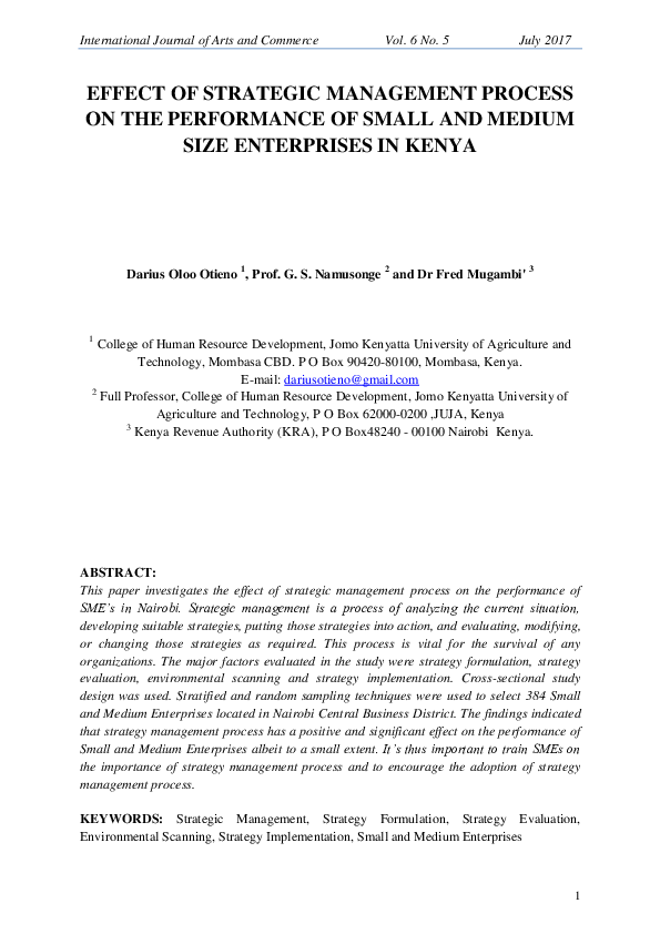 (PDF) Effect of Strategic Management Process on the Performance of ...