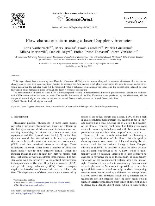 (PDF) Flow characterization using a laser Doppler vibrometer