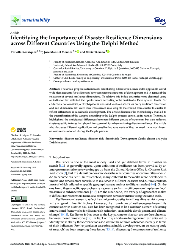 (PDF) Identifying the Importance of Disaster Resilience Dimensions ...