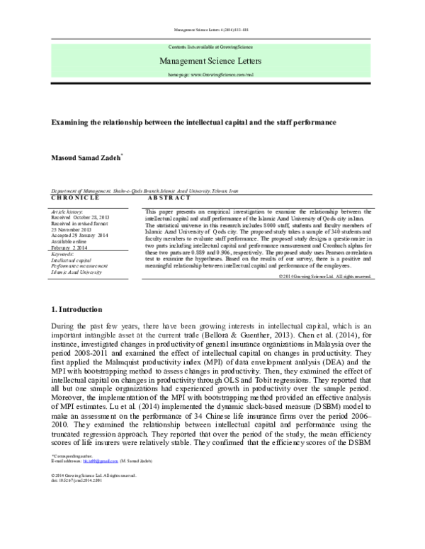 (PDF) Examining the relationship between the intellectual capital and ...