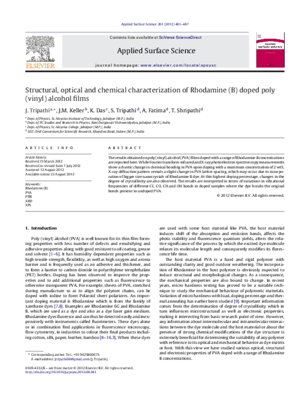 (PDF) Structural, optical and chemical characterization of Rhodamine (B ...