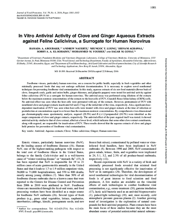 (PDF) In Vitro Antiviral Activity of Clove and Ginger Aqueous Extracts ...