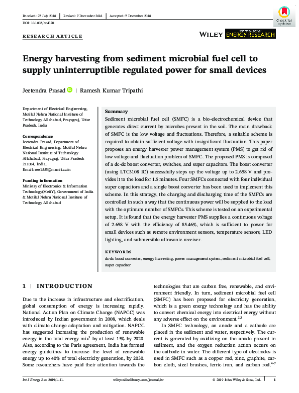 (PDF) Energy harvesting from sediment microbial fuel cell to supply ...
