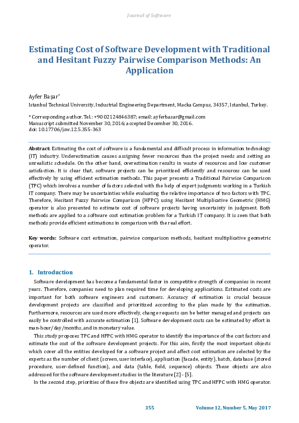 (PDF) Estimating Cost of Software Development with Traditional and ...