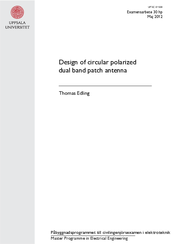 (PDF) Design of circular polarized dual band patch antenna