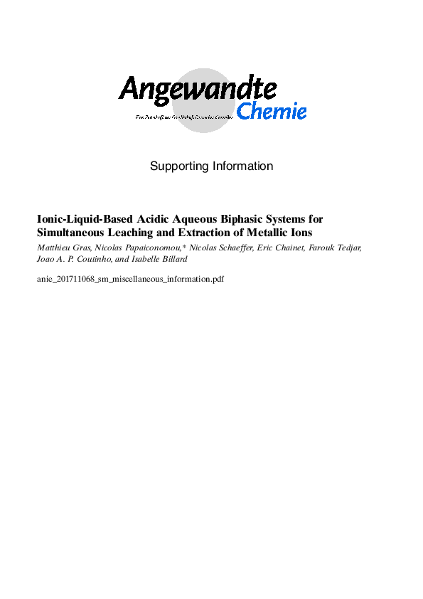 (PDF) Novel ionic liquid based acidic aqueous biphasic systems for ...