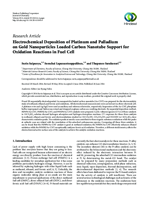 (PDF) Electrochemical Deposition of Platinum and Palladium on Gold ...