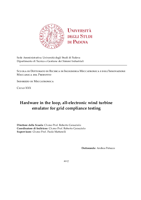 (PDF) Hardware in the loop, all-electronic wind turbine emulator for ...