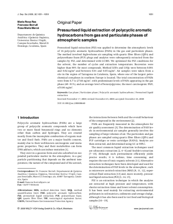 (PDF) Pressurised liquid extraction of polycyclic aromatic hydrocarbons ...
