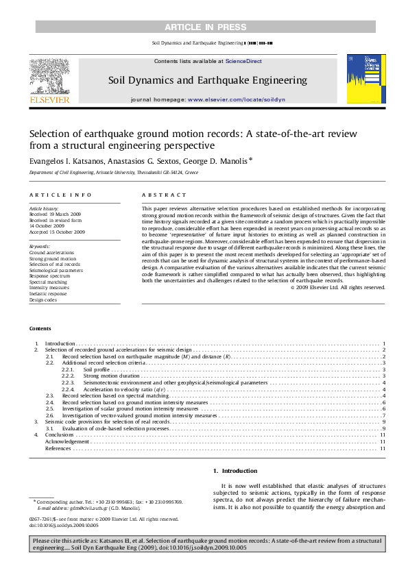 (PDF) Selection of earthquake ground motion records: A state-of-the-art ...