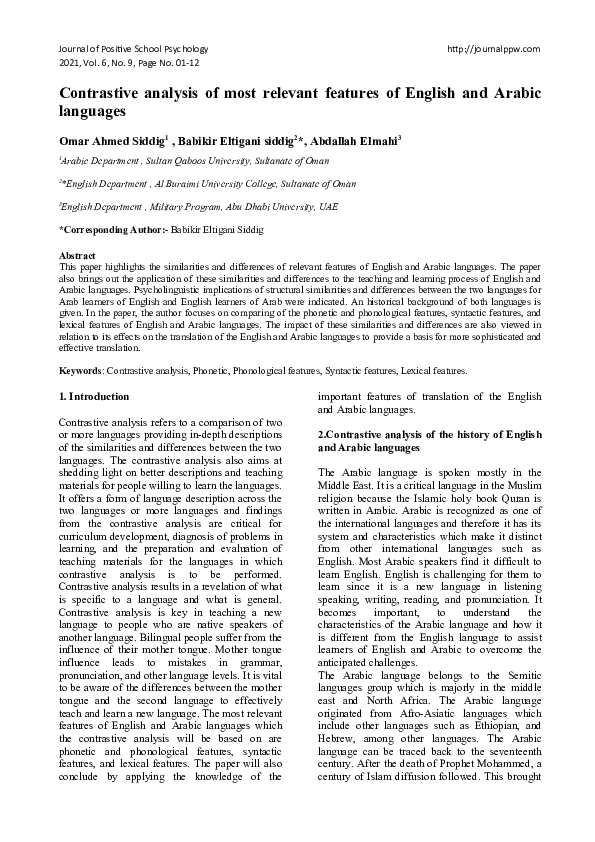 (DOC) Contrastive analysis of most relevant features of English and ...