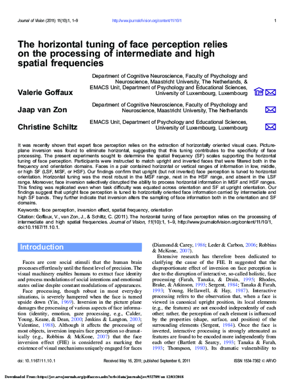 (PDF) The horizontal tuning of face perception relies on the processing ...