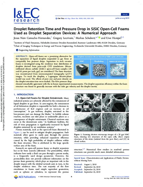 (PDF) Droplet retention time and pressure drop in SiSiC open-cell foams ...