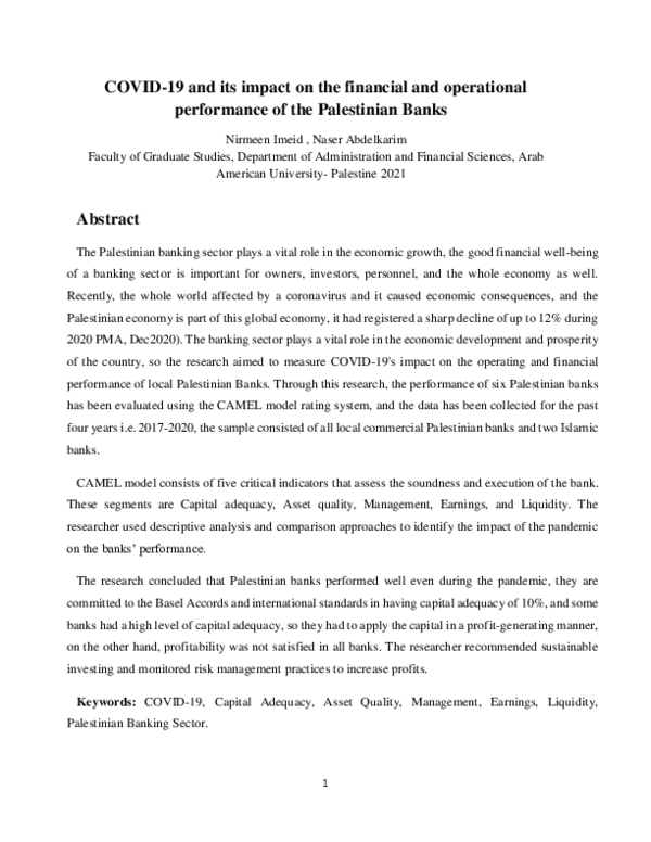 (PDF) COVID-19 and its impact on the financial and operational ...