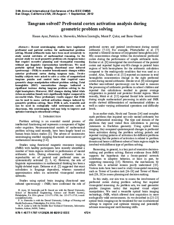 (PDF) Tangram solved? Prefrontal cortex activation analysis during ...