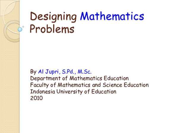 (PDF) Designing Mathematics Problems