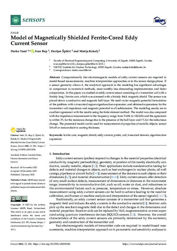 (PDF) Model of Magnetically Shielded Ferrite-Cored Eddy Current Sensor