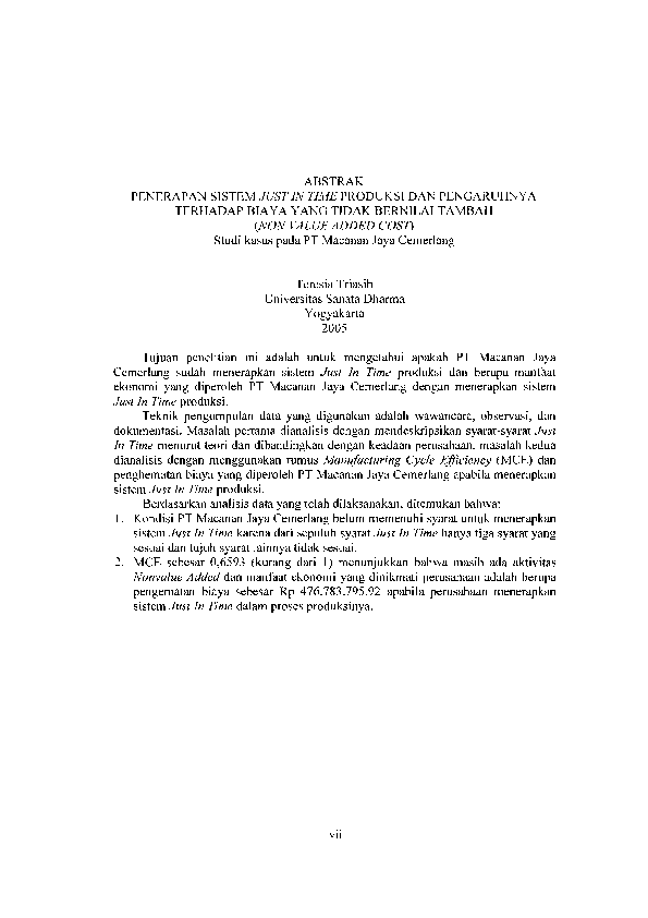 (PDF) Penerapan sistem just in time produksi dan pengaruhnya terhadap ...