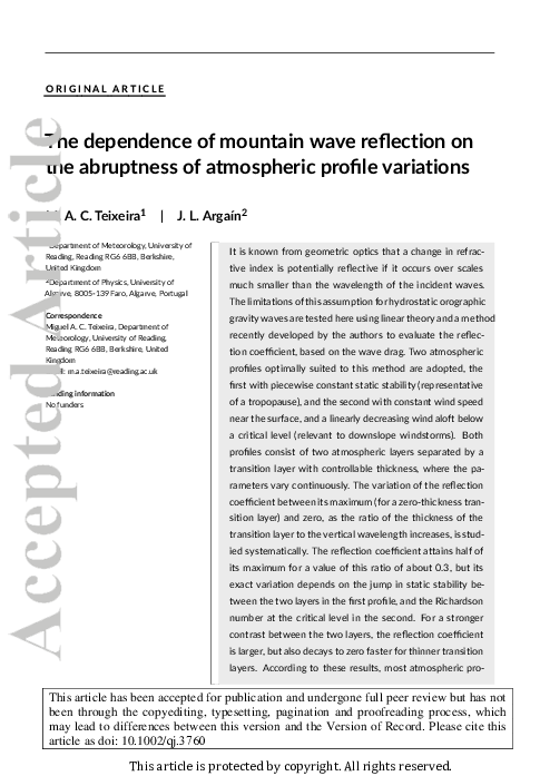 (PDF) The dependence of mountain wave reflection on the abruptness of ...