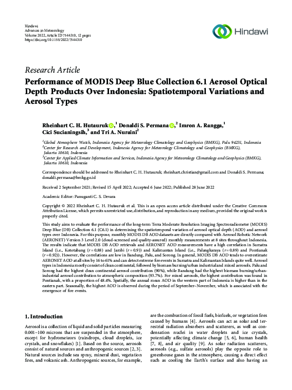 (PDF) Performance of MODIS Deep Blue Collection 6.1 Aerosol Optical ...