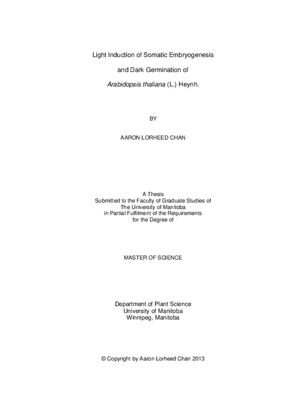 (PDF) Light induction of somatic embryogenesis and dark germination of ...