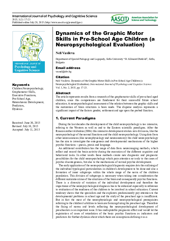 (PDF) Dynamics of the Graphic Motor Skills in Pre-School Age Children ...