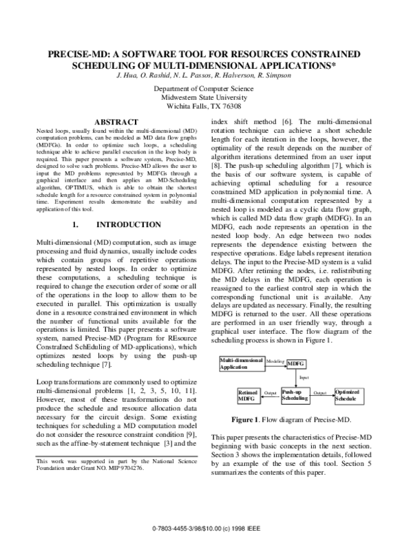(PDF) Precise-MD: a software tool for resources constrained scheduling ...