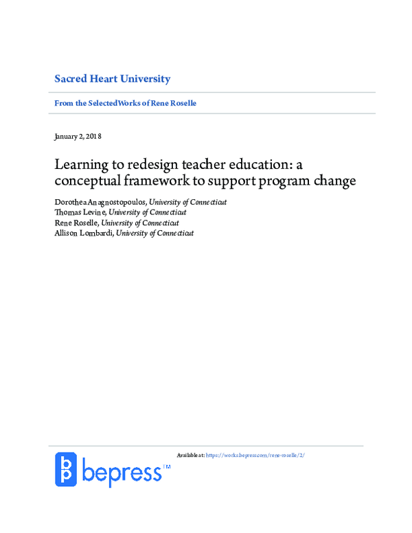 (PDF) Learning to redesign teacher education: a conceptual framework to ...