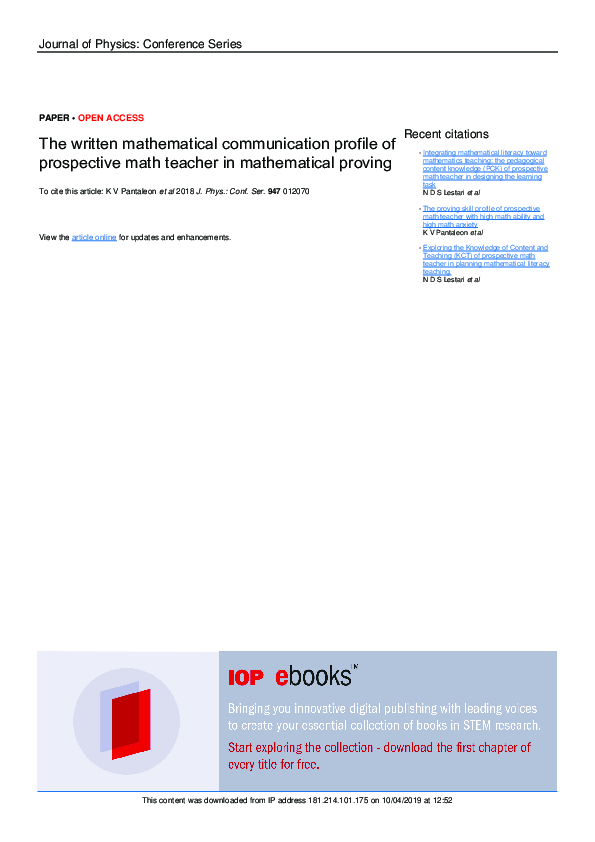 (PDF) The written mathematical communication profile of prospective ...