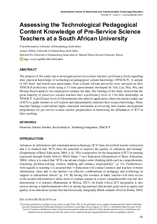 (PDF) Assessing the Technological Pedagogical Content Knowledge of Pre ...
