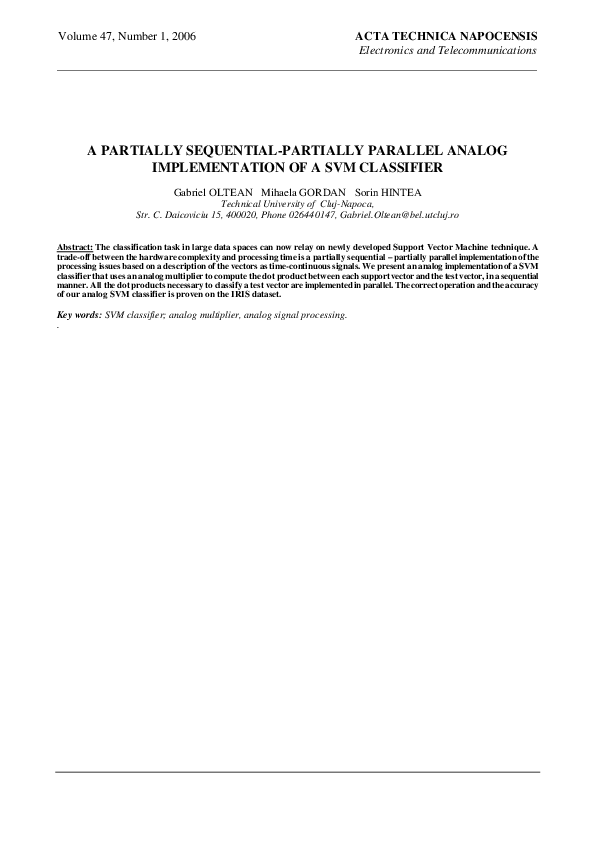 (PDF) Sequential-Partially Parallel Analog Implementation of a SVM ...