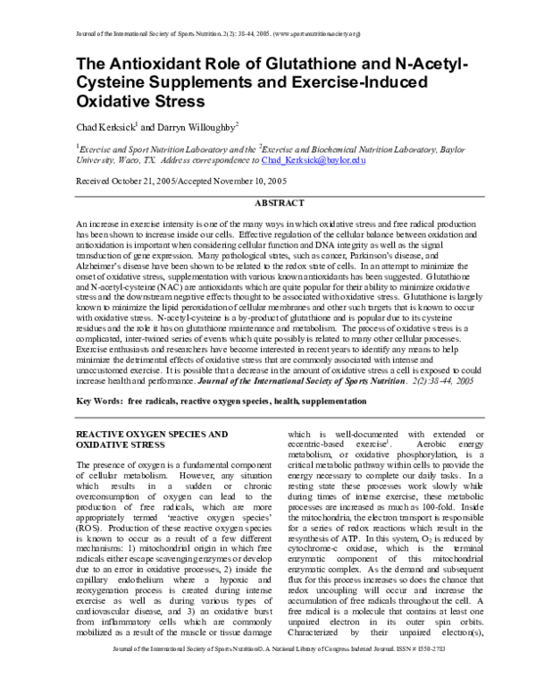 (PDF) The Antioxidant Role of Glutathione and N-Acetyl-Cysteine ...