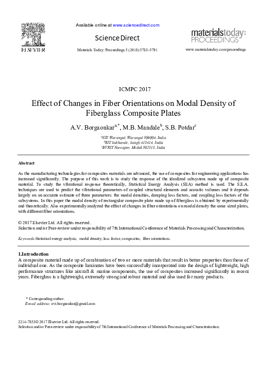 (PDF) Effect of Changes in Fiber Orientations on Modal Density of Fiberglass Composite Plates