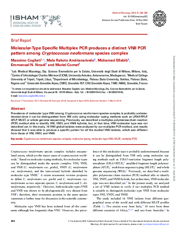 (PDF) Molecular-Type Specific Multiplex PCR produces a distinct VNII ...