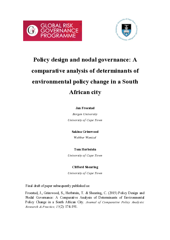 (PDF) Policy Design and Nodal Governance: A Comparative Analysis of ...
