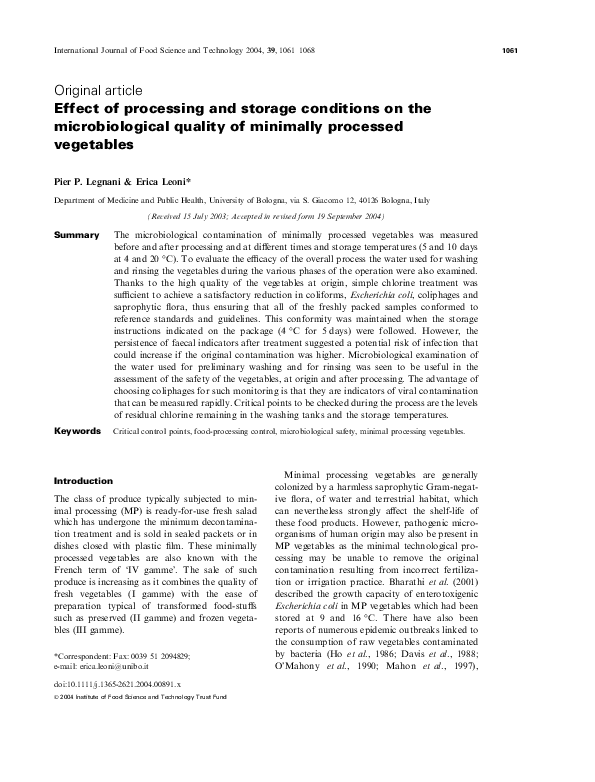 (PDF) Effect of processing and storage conditions on the ...