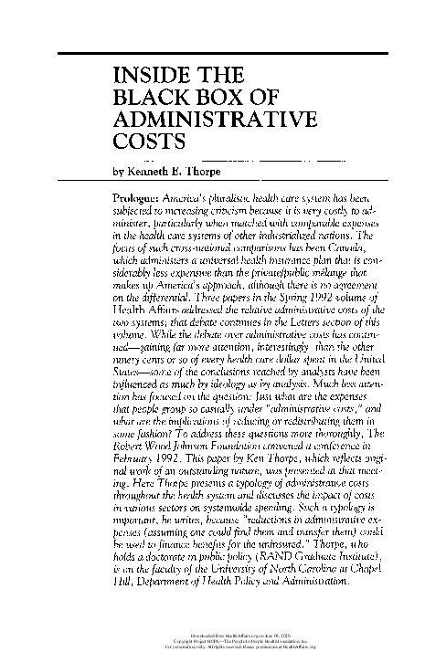 (PDF) Inside the Black Box of Administrative Costs