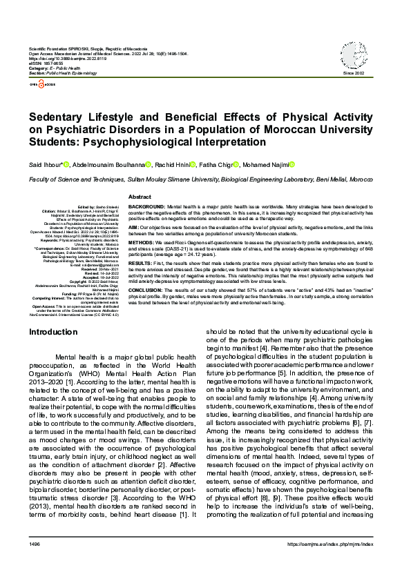 (PDF) Sedentary Lifestyle and Beneficial Effects of Physical Activity ...