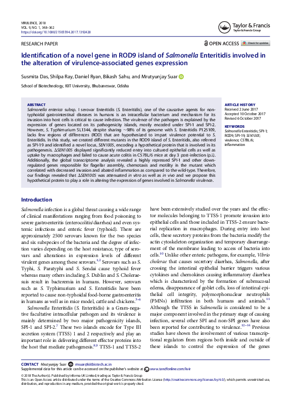 (PDF) Identification of a novel gene in ROD9 island of Salmonella ...