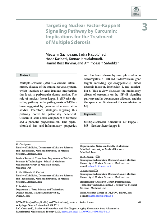 (PDF) Targeting Nuclear Factor-Kappa B Signaling Pathway by Curcumin ...