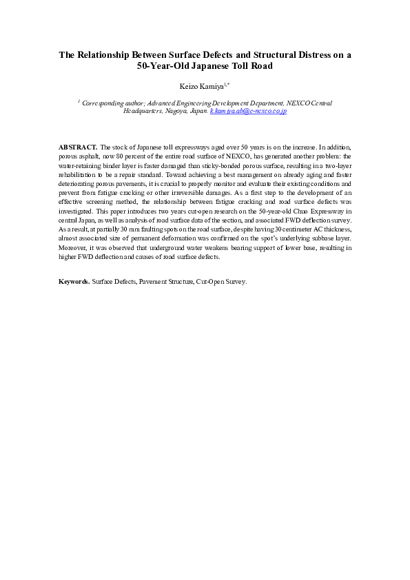 (PDF) The Relationship Between Surface Defects and Structural Distress ...