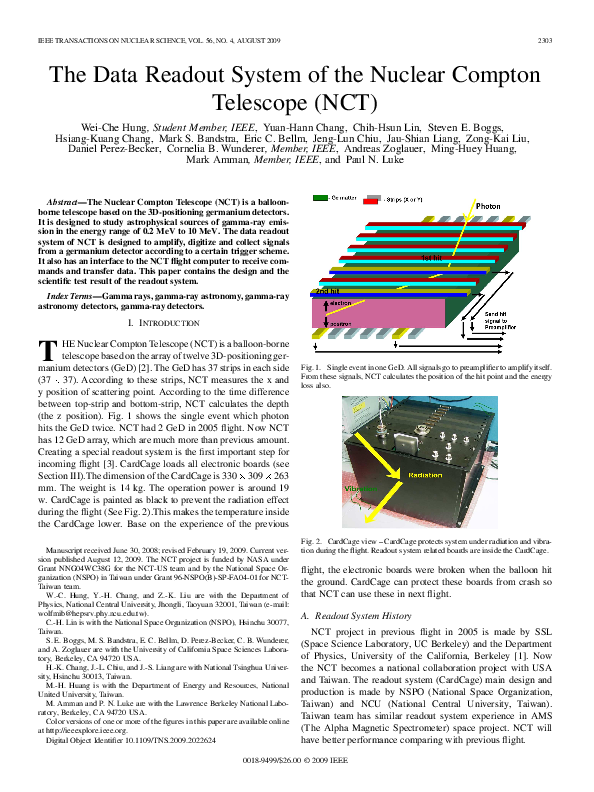 (PDF) The Data Readout System of the Nuclear Compton Telescope (NCT)